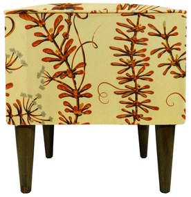 Puff Quadrado Milão Suprema em Suede com Pés Palito - Flores