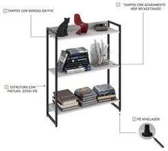 Estante Livreiro Dynamica Industrial 80cm 3 Prateleiras C08 Branco Che
