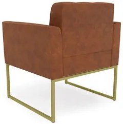Sofá Namoradeira e 1 Poltrona Base Industrial Dourado Ana Sintético PU