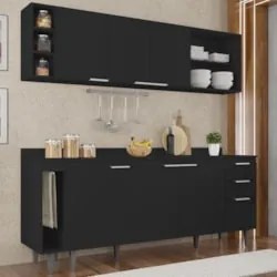 Armário de Cozinha CP13 e Tampo 178cm Pérola M24 Preto      - Mpozenat