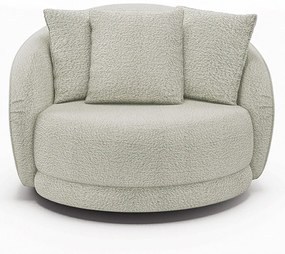 Poltrona Decorativa Base Giratória Galáxia com Almofadas Boucle Off White G45 - Gran Belo