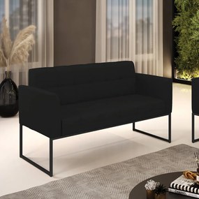 Sofá Namoradeira Elisa Linho Base Metálica Industrial Preto - D'Rossi - A79 Preto