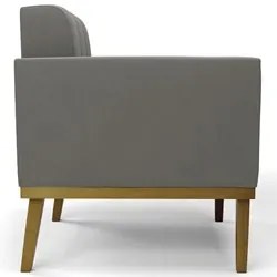 Poltrona Base Madeira Castanho Kit 2 Ana Suede Grafite - Ibiza