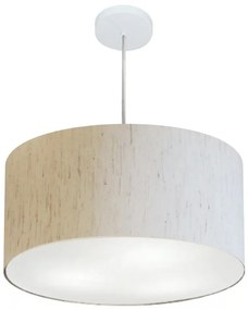 Lustre Pendente Cilíndrico Md-4245 Cúpula em Tecido 50x30cm Linho Bege - Bivolt