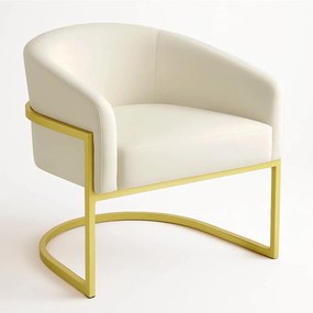Poltrona Sala Decorativa Industrial Dourada Arielle Veludo D03 - D'Rossi - Bege