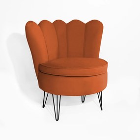 Poltrona Dália Pés Hairpin Legs Preto Veludo Telha