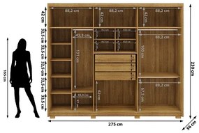 Guarda Roupa Dubai Majestic 6 Portas e 3 Gavetas Nature/Fendi - Vila Rica Móveis