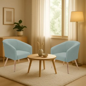 Poltrona Decorativa Pé Palito Natural Kit 2 Stella Cotelê Ext/Veludo D03 - D'Rossi - Menta