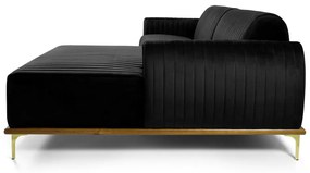 Sofá 3 Lugares Lisboa D07 com Chaise Direita 230cm Veludo Preto - D'Rossi