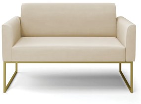 Sofá Namoradeira Base Industrial Dourado Marisa Suede D03 - D'Rossi - Bege