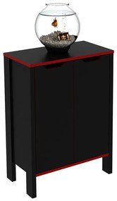 Armário 2 Portas para Escritório Home Office Gamer ME4164 MDP Preto/Vermelho G69 - Gran Belo