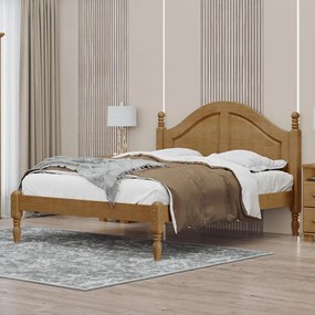 Cama de Casal Pés Torneados  Madeira Maciça Naipe Freijó G74 - Gran Belo