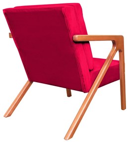 Poltrona Decorativa Monalisa Pés Madeira Veludo Vermelho - Sheep Estofados