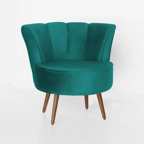 Poltrona Pérola Decorativa Pés Palito Veludo Azul Tiffany