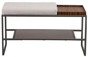 Banco Eros Sapateira Linho Cinza e Aço Bronze 80cm - 77091 Sun House