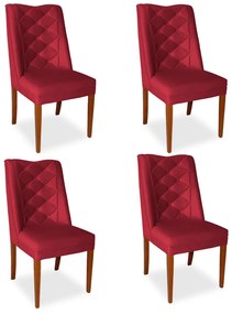 Kit 4 Cadeiras de Jantar Micheli Suede Vermelho