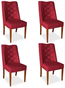 Kit 4 Cadeiras de Jantar Micheli Suede Vermelho