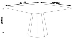 Mesa Sala de Jantar 4 Lugares 150cm Tampo Quadrado Talocan Freijó G13 - Gran Belo