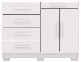 Cômoda Sapateira Batel 5 Gavetas 2 Porta de Bater com Prateleira Branco G98 - Gran Belo
