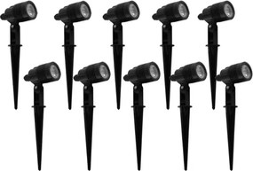 Kit 10 Espetos Led Abs Preto 3w 38° 3000k Ip65 Optical