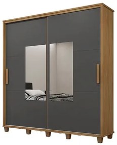 Guarda-Roupa Monte Carlo C/Espelho Cinamomo/Grafite – RV Móveis