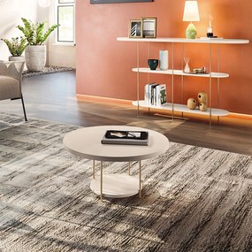 Conjunto Mesa Centro Sky Tampo MDF Aparador Inifnity Pés em Aço Off White G26 - Hb Móveis