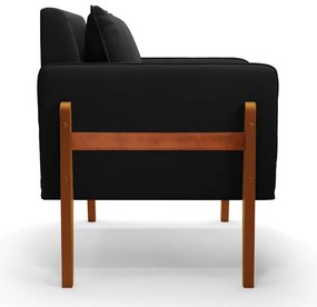 Poltrona Lana Suede Base de Madeira - D'Rossi - Preto