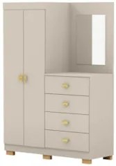 Guarda Roupa Cômoda Com Espelho 120cm Rita Fendi V02 - Mpozenato