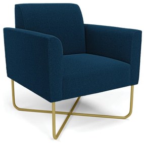 Poltrona Sala Base X Industrial Dourado Marisa Bouclê D03 - D'Rossi - Azul