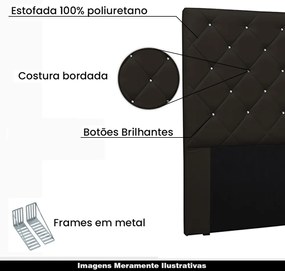 Cabeceira Decorativa Casal 1,40M Tàzio PU Marrom G63 - Gran Belo
