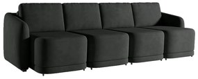 Sofá Cama Modulado Retrátil e Reclinável Decorativo Varsóvia 396cm Veludo Cinza Chumbo G33 - Gran Belo