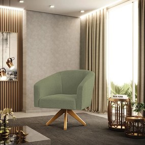Poltrona Decorativa Giratória MA30 Stella Bouclê D03 - D'Rossi - Pistache