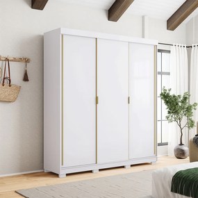 Guarda Roupa Casal Heros 3 Portas de Correr Dupla Face com Gavetas MDF Branco/Terracota G98 - Gran Belo