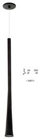 Pendente Bugle Ø4,5X56Cm Cone Longo Metal Aluminio 01Xmr11 Gu10 - Old... (PRETO)