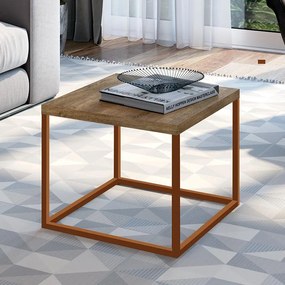 Mesa Lateral Cube P Estilo Industrial Baixa - Vermont/cobre