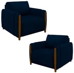 Kit 2 Poltronas Decorativas para Sala de Estar 98cm Amaranto Z32 Velud