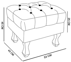 Puff Retrô Luis XV Capitonê Estampado Zig Zag Bege D81 - D'Rossi