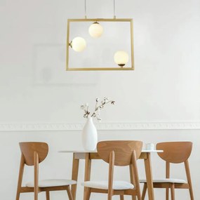 Pendente Balanço 35X45Cm 3Xg9 Retangular Horizontal Metal Dourado Vidr...