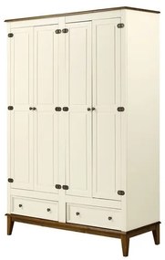 Armario Malibu 4 Portas e 2 Gavetas cor Off White com Amendoa 204 cm - 63669 Sun House