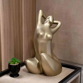 Escultura Decorativa Eva Em Cerâmica Ouro Velho 39x21x25 Cm - D'Rossi