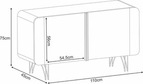 Buffet Decorativo Sala de Estar Bambino MDP/MDF Pés em Aço Off White/Cinamomo G26 - Gran Belo