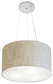 Lustre Pendente Cilíndrico Md-4009 Cúpula em Tecido 40x21cm Rustico Bege - Bivolt