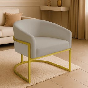 Poltrona Sala Decorativa Industrial Dourada Arielle Veludo D03 - D'Rossi - Cinza