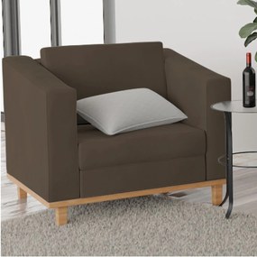 Poltrona Decorativa Europa Suede Marrom ADJ Decor
