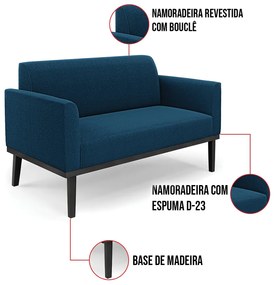 Sofá 2 Lugares Namoradeira Madeira Preto Marisa Bouclê D03 - D'Rossi - Azul