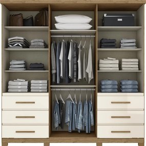 Guarda Roupa Roupeiro Casal 4 Portas 6 Gavetas Com espelho