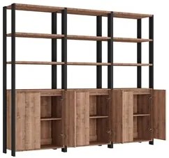 Estante Livreiro 6 Portas Estilo Industrial Chess F04 Preto/Solanum -
