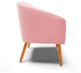 Poltrona Stella Suede Rosa Bebê Pés Palito Castanho - D'Rossi