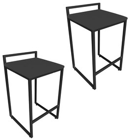 CONJUNTO 02 BANQUETAS PIETRA SUEDE PRETO