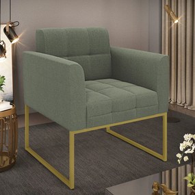 Poltrona Sala de Estar Industrial Dourado Elisa Bouclê D03 - DRossi - Verde Pistache